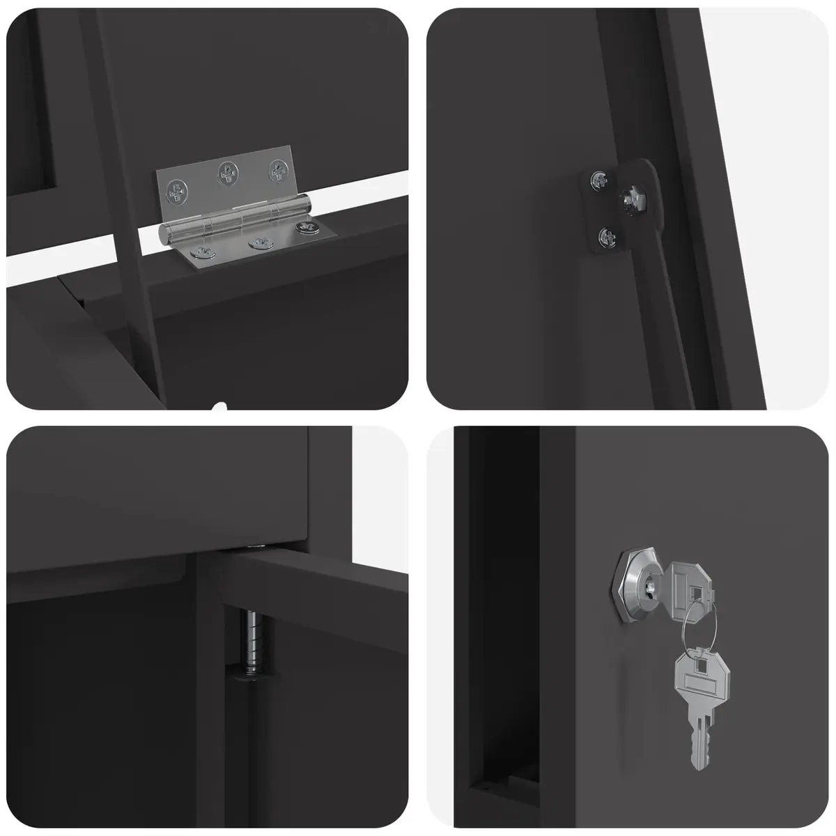 Parcel Drop Box Steel Black Outdoor Storage Hinged Doors 44.5 x 29 x 110.5 cm