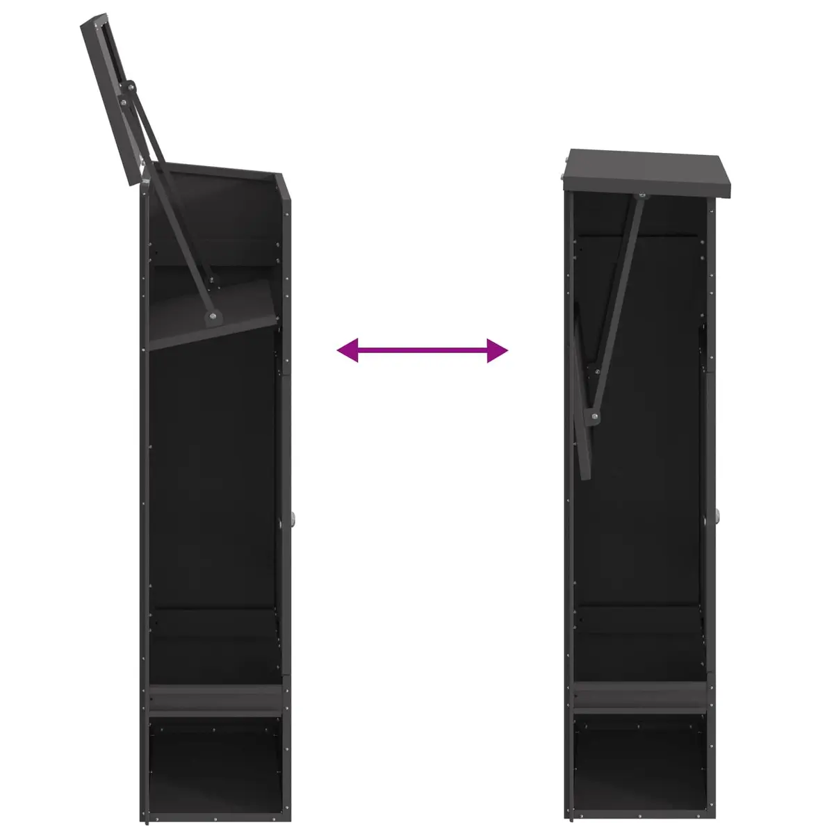 Parcel Drop Box Steel Black Outdoor Storage Hinged Doors 44.5 x 29 x 110.5 cm