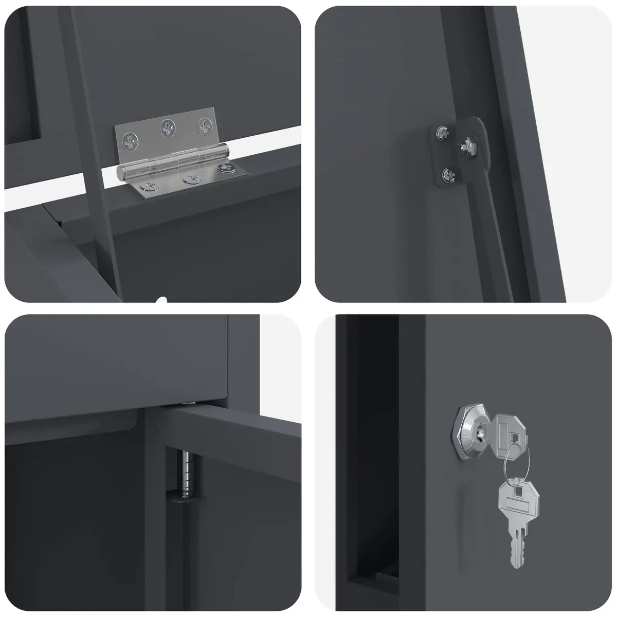 Outdoor Steel Parcel Drop Box Anthracite 44.5 x 29 x 110.5 cm with Hinged Door and Secure Deadbolt Lock