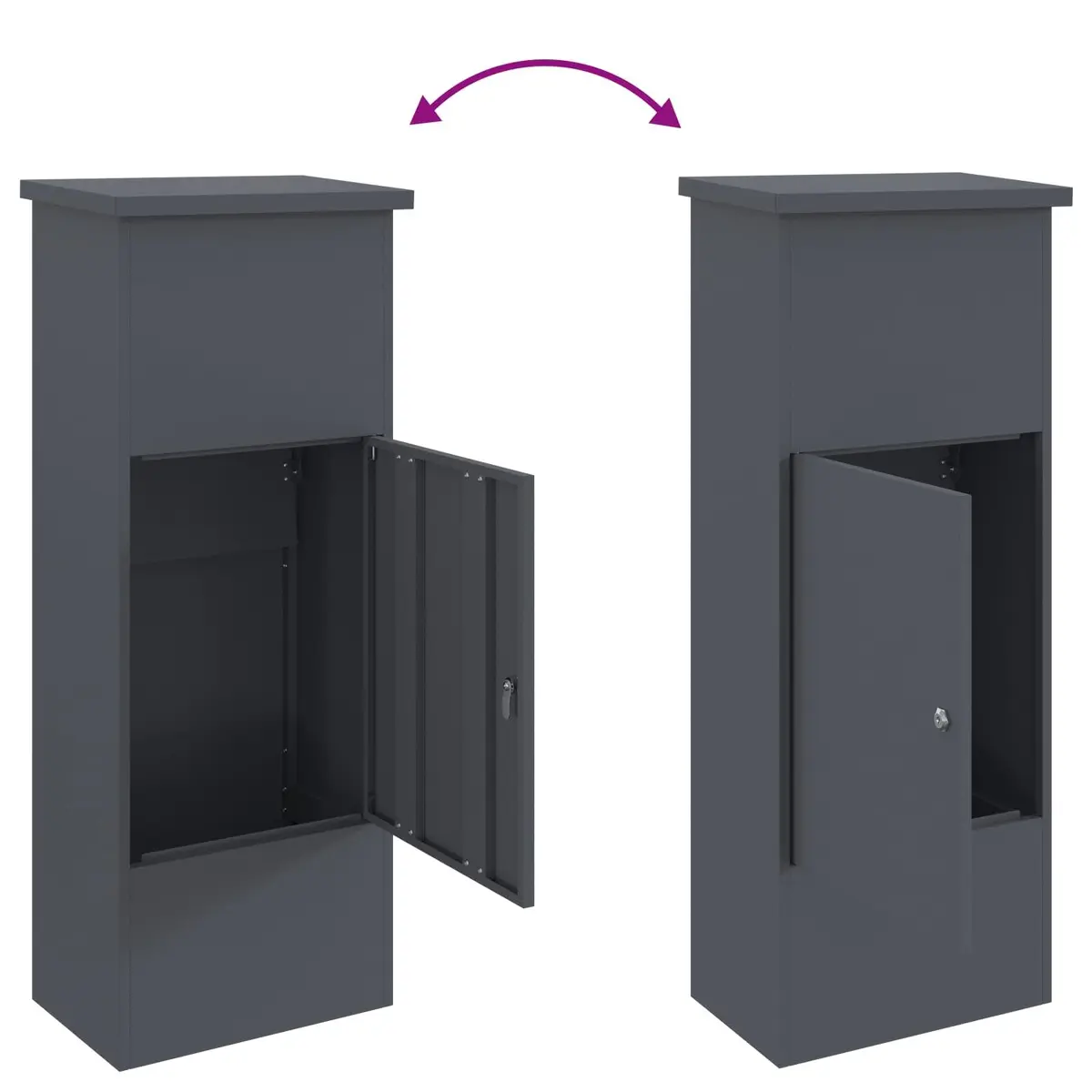 Outdoor Steel Parcel Drop Box Anthracite 44.5 x 29 x 110.5 cm with Hinged Door and Secure Deadbolt Lock