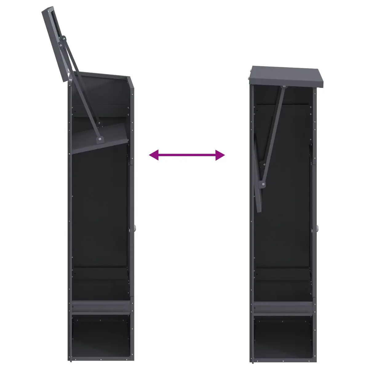 Outdoor Steel Parcel Drop Box Anthracite 44.5 x 29 x 110.5 cm with Hinged Door and Secure Deadbolt Lock