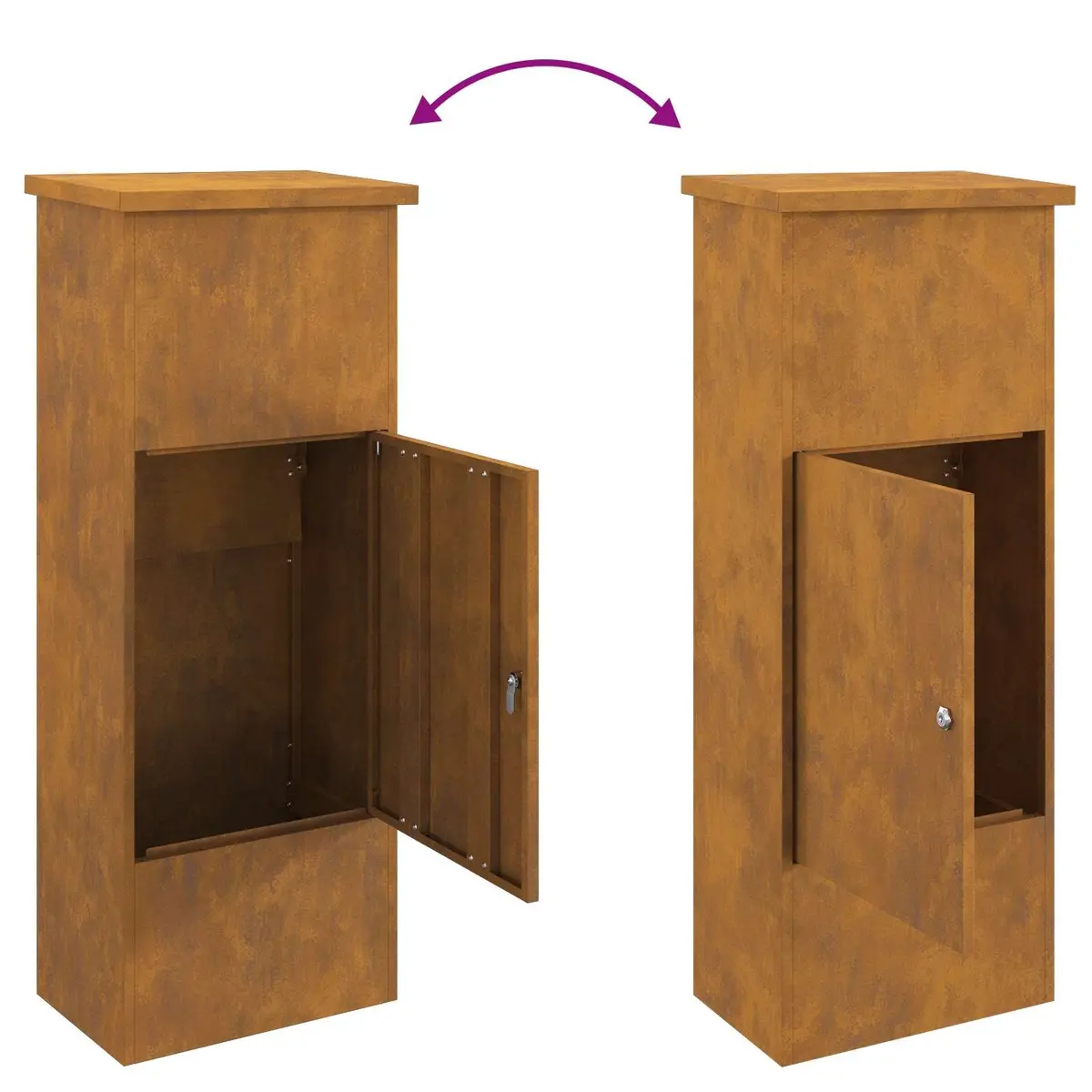 Parcel Drop Box Steel 44.5 x 29 x 110.5 cm Weathering Brown