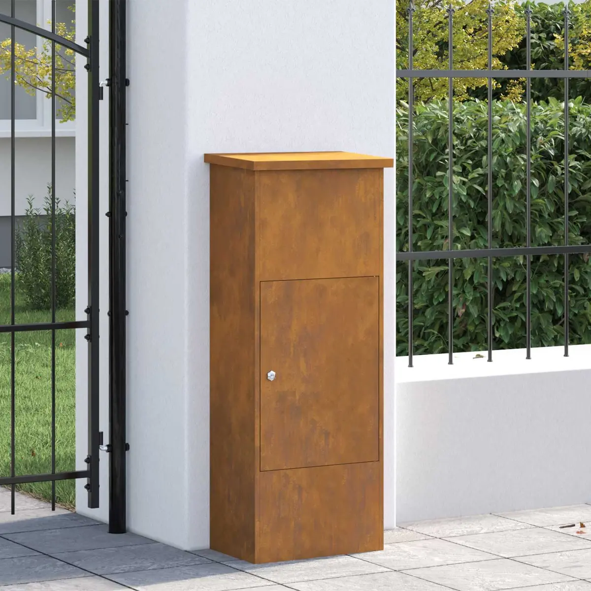 Parcel Drop Box Steel 44.5 x 29 x 110.5 cm Weathering Brown
