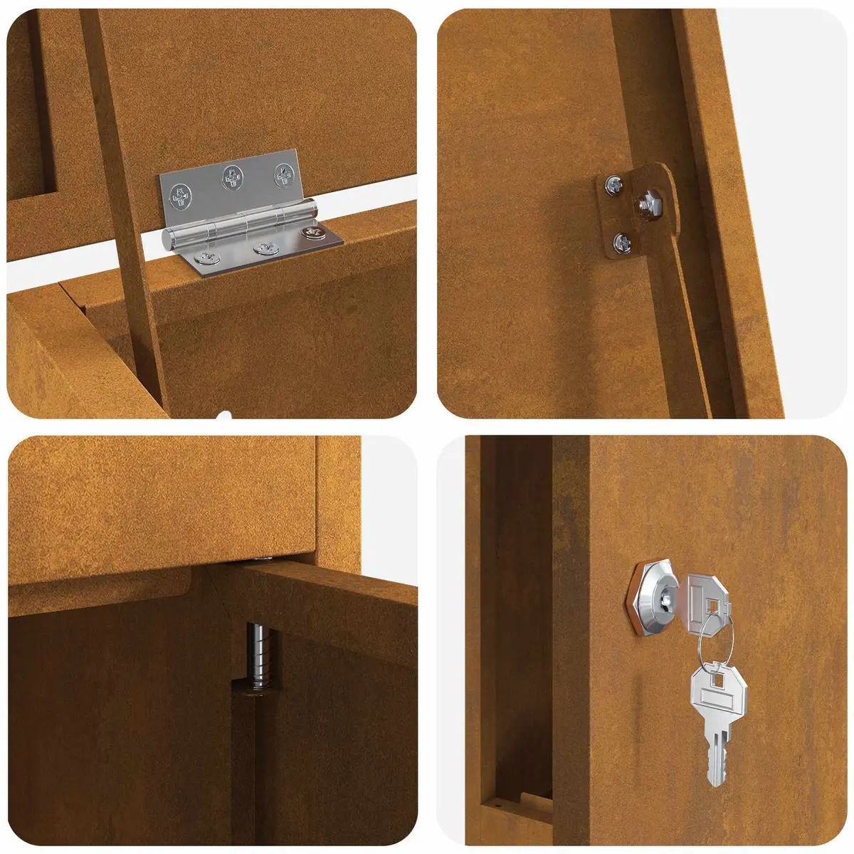 Parcel Drop Box Steel 44.5 x 29 x 110.5 cm Weathering Brown
