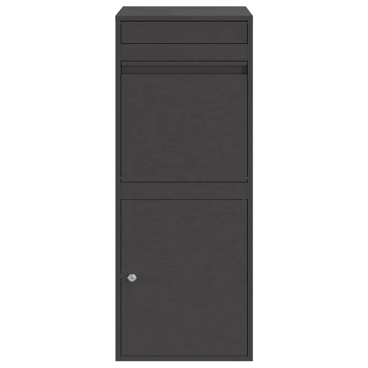 Parcel Drop Box Steel Hinge Door Deadbolt Lock Black Outdoor