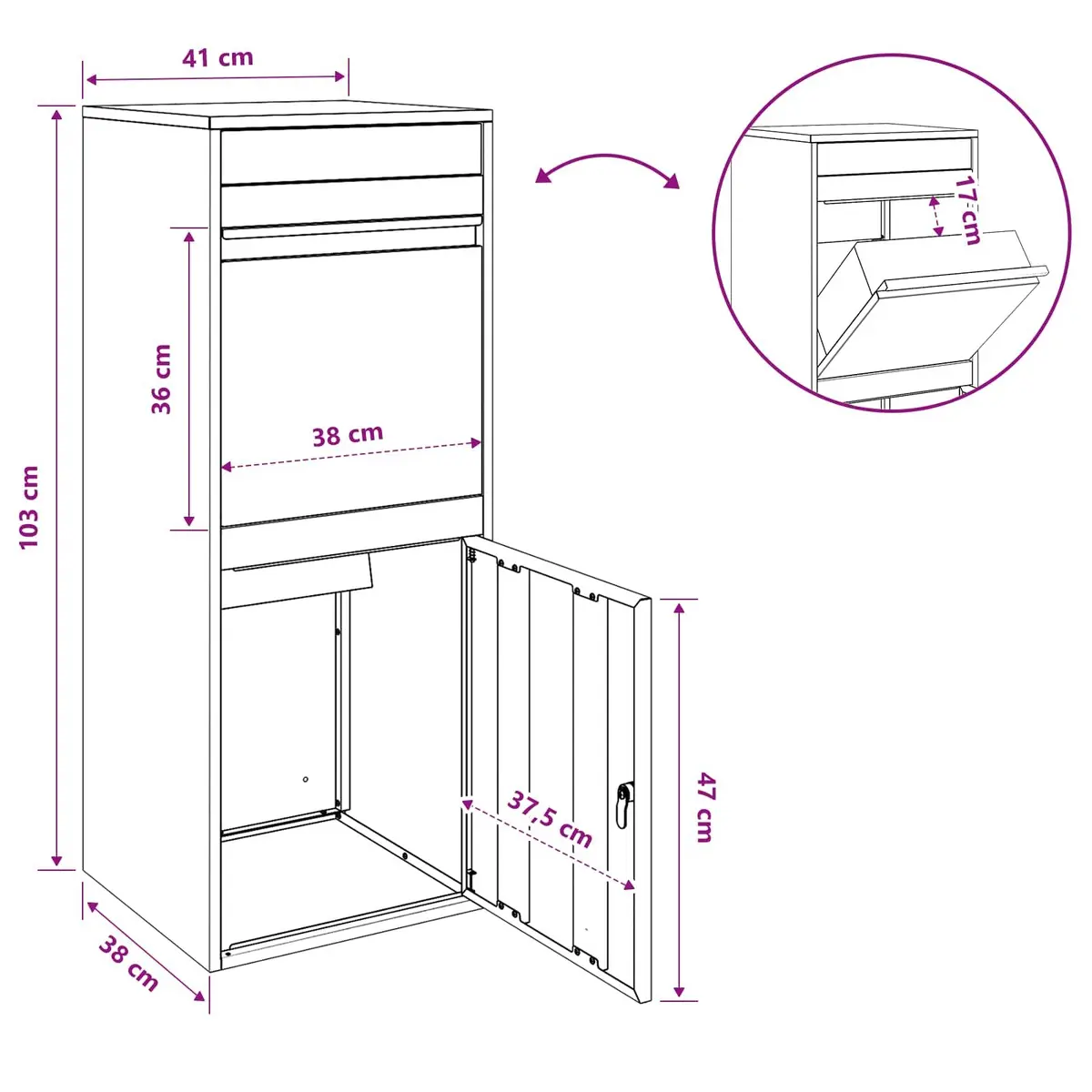 Outdoor Parcel Drop Box Galvanised Steel 47.5 x 38 x 59 cm Silver