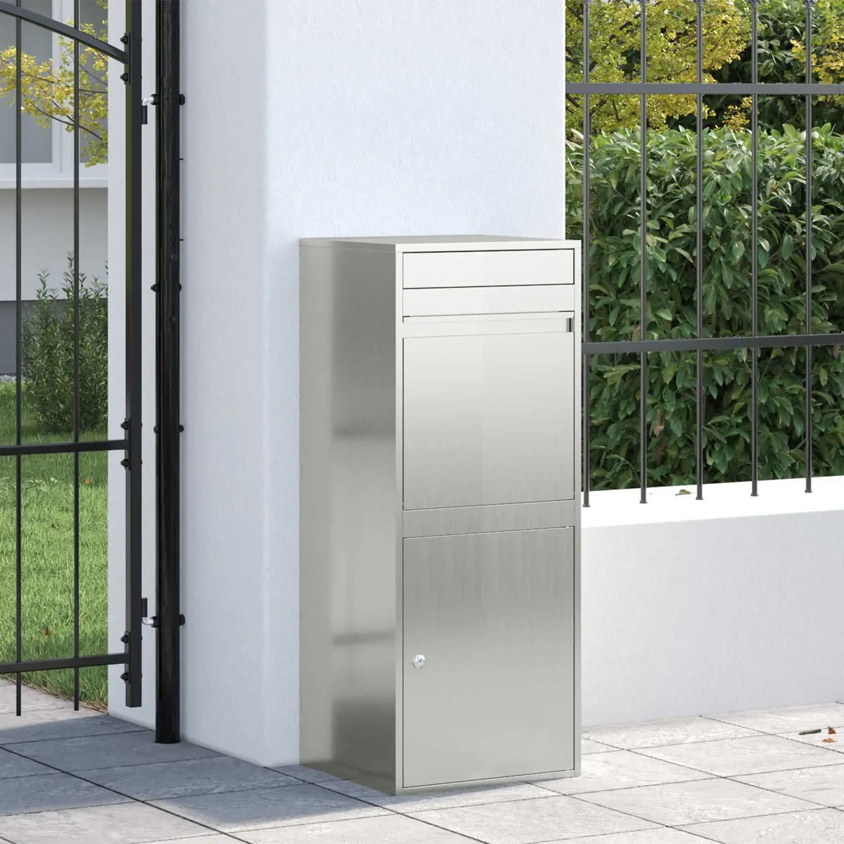 Outdoor Parcel Drop Box Galvanised Steel 47.5 x 38 x 59 cm Silver