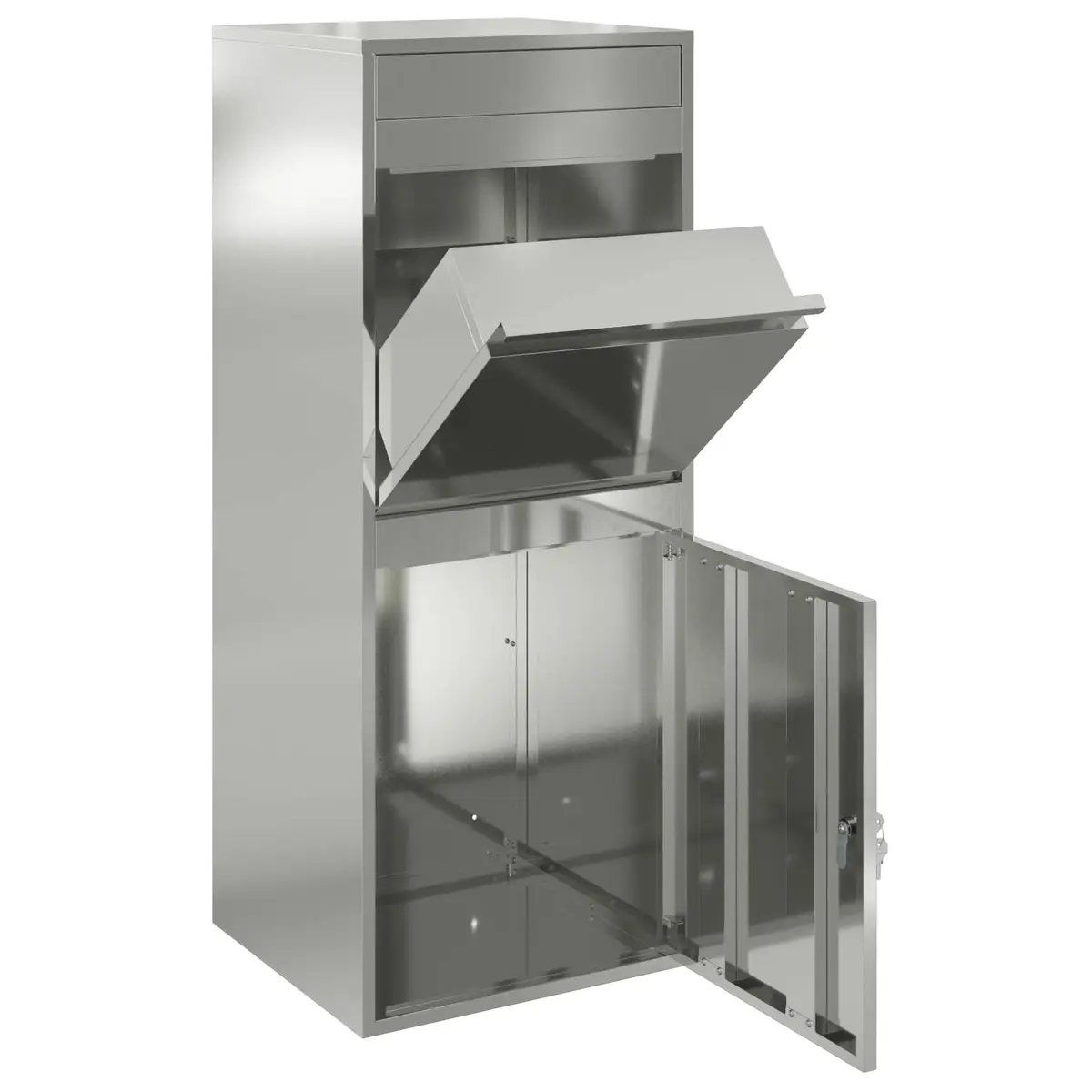 Outdoor Parcel Drop Box Galvanised Steel 47.5 x 38 x 59 cm Silver