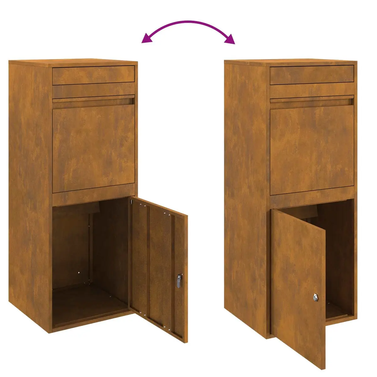 Outdoor Parcel Drop Box Weathering Steel Brown