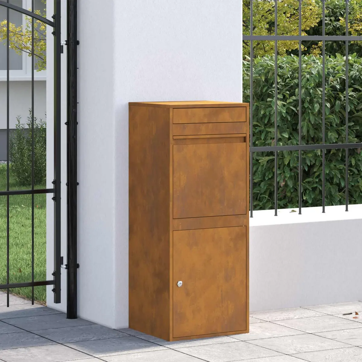 Outdoor Parcel Drop Box Weathering Steel Brown