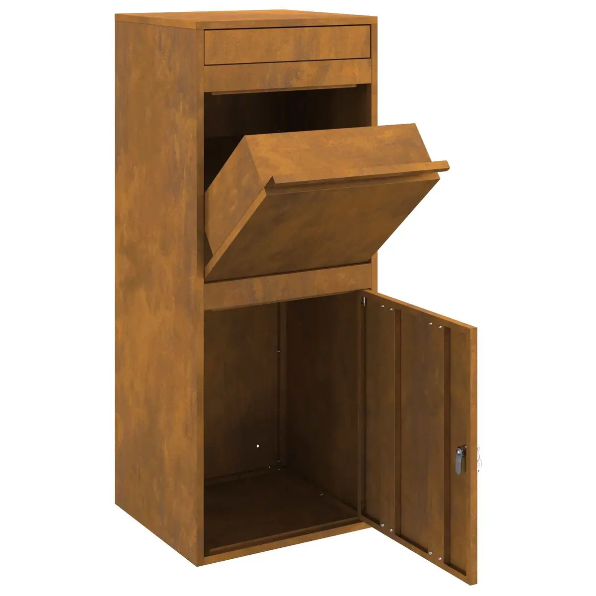 Outdoor Parcel Drop Box Weathering Steel Brown
