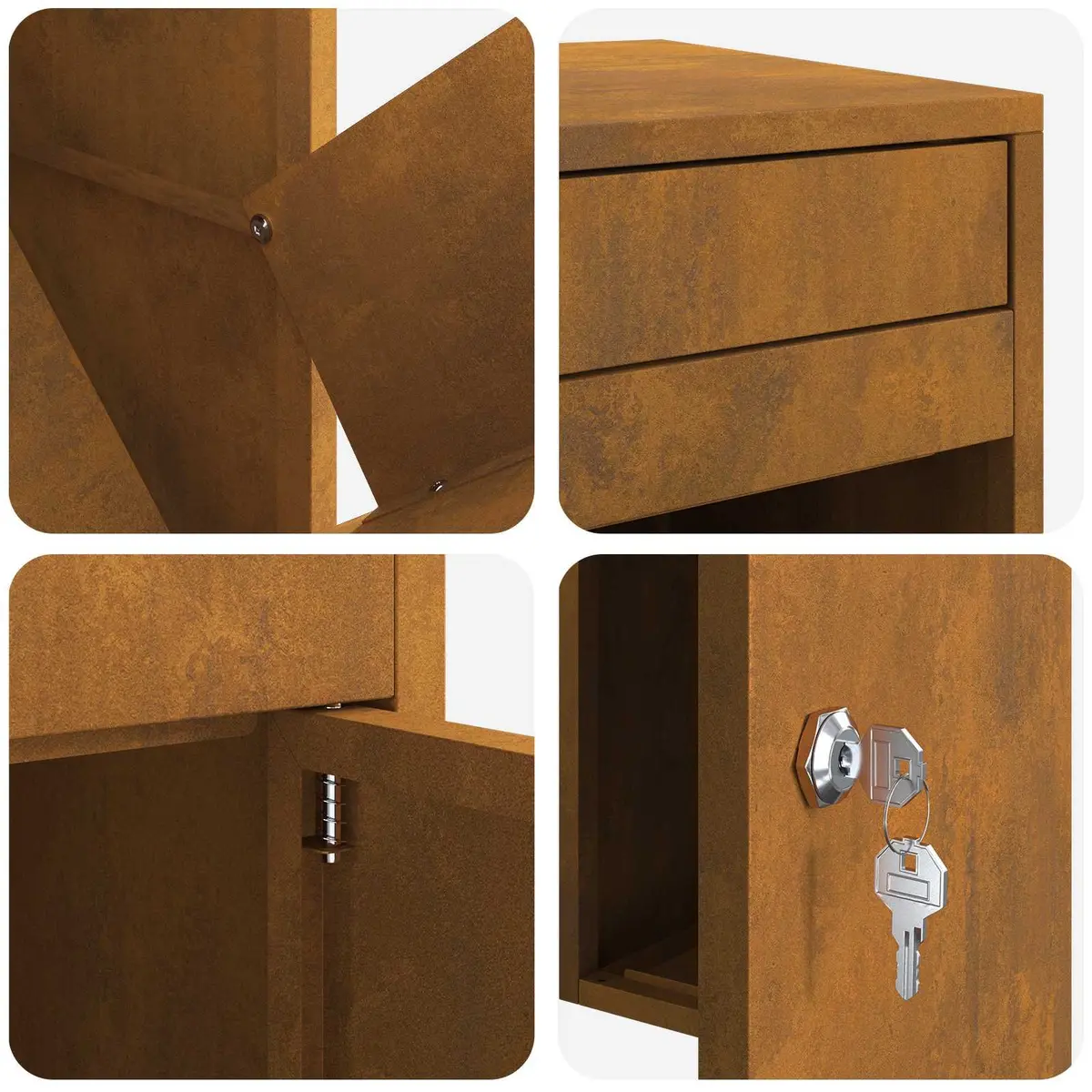 Outdoor Parcel Drop Box Weathering Steel Brown