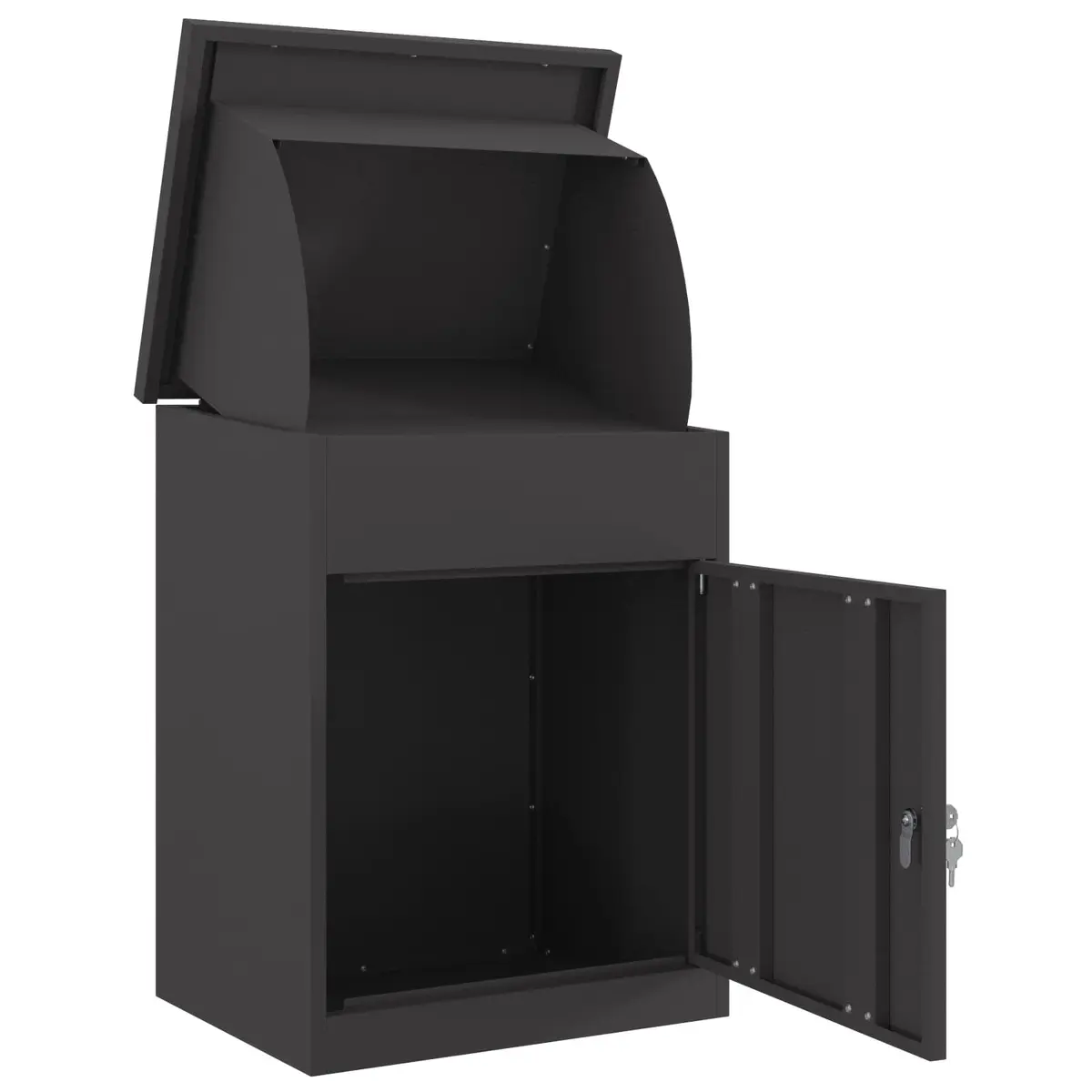 Parcel Drop Box Steel 47.5 x 38 x 59 cm Black Outdoor Mailbox
