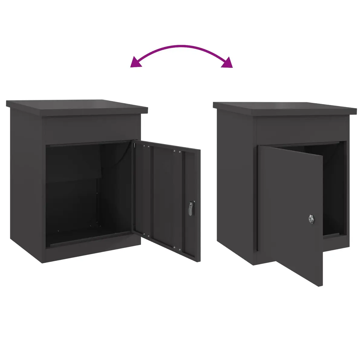 Parcel Drop Box Steel 47.5 x 38 x 59 cm Black Outdoor Mailbox