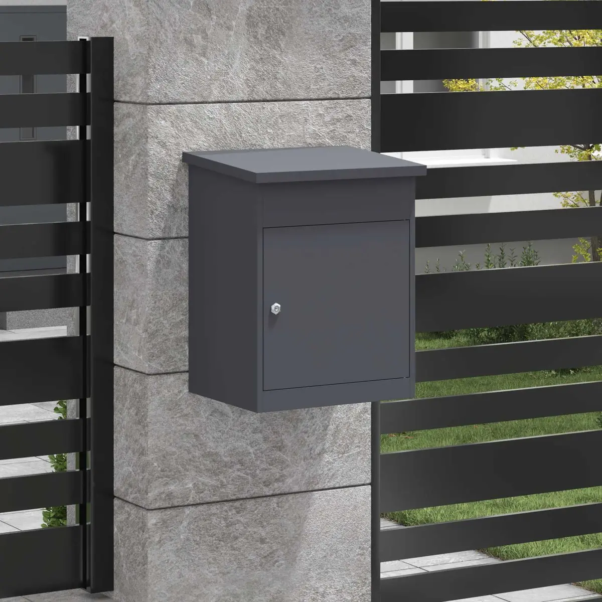 Parcel Drop Box Steel Weatherproof Anthracite 47.5 x 38 x 59 cm