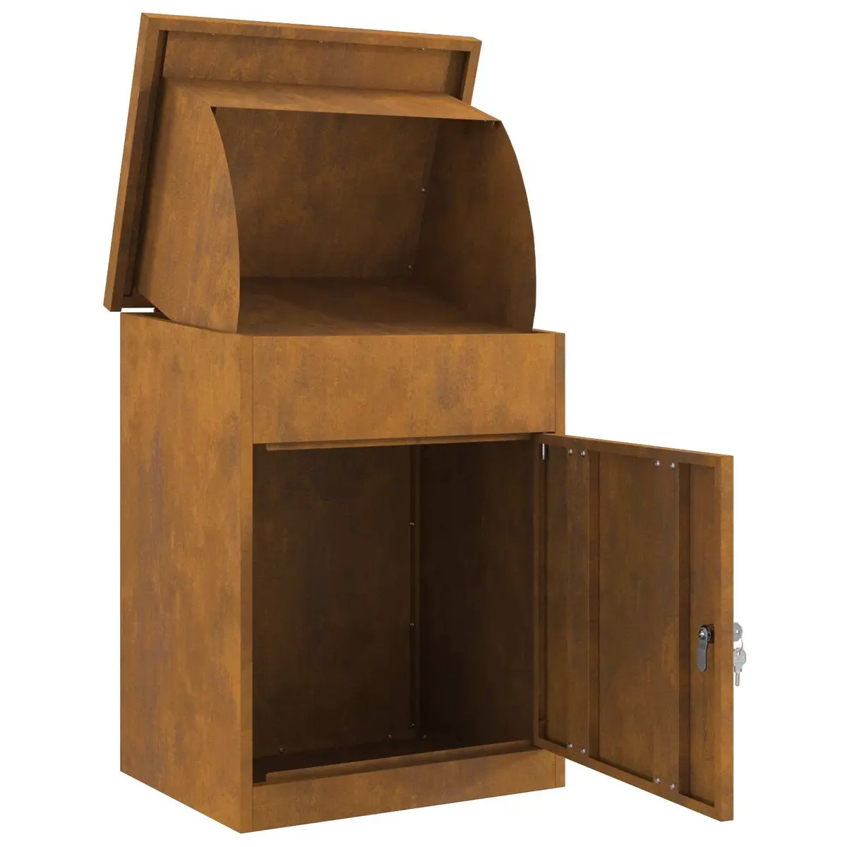 Parcel Drop Box Steel Weatherproof 47.5x38x59cm Brown