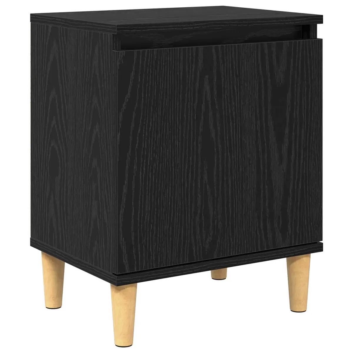 Nightstand Engineered Wood Hinged Door Black Oak Size 40 x 30 x 50 cm
