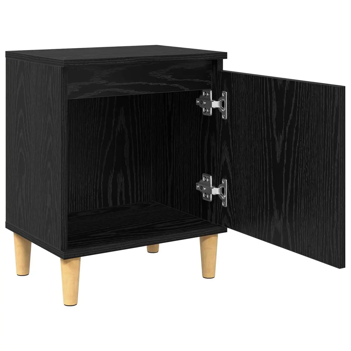 Nightstand Engineered Wood Hinged Door Black Oak Size 40 x 30 x 50 cm