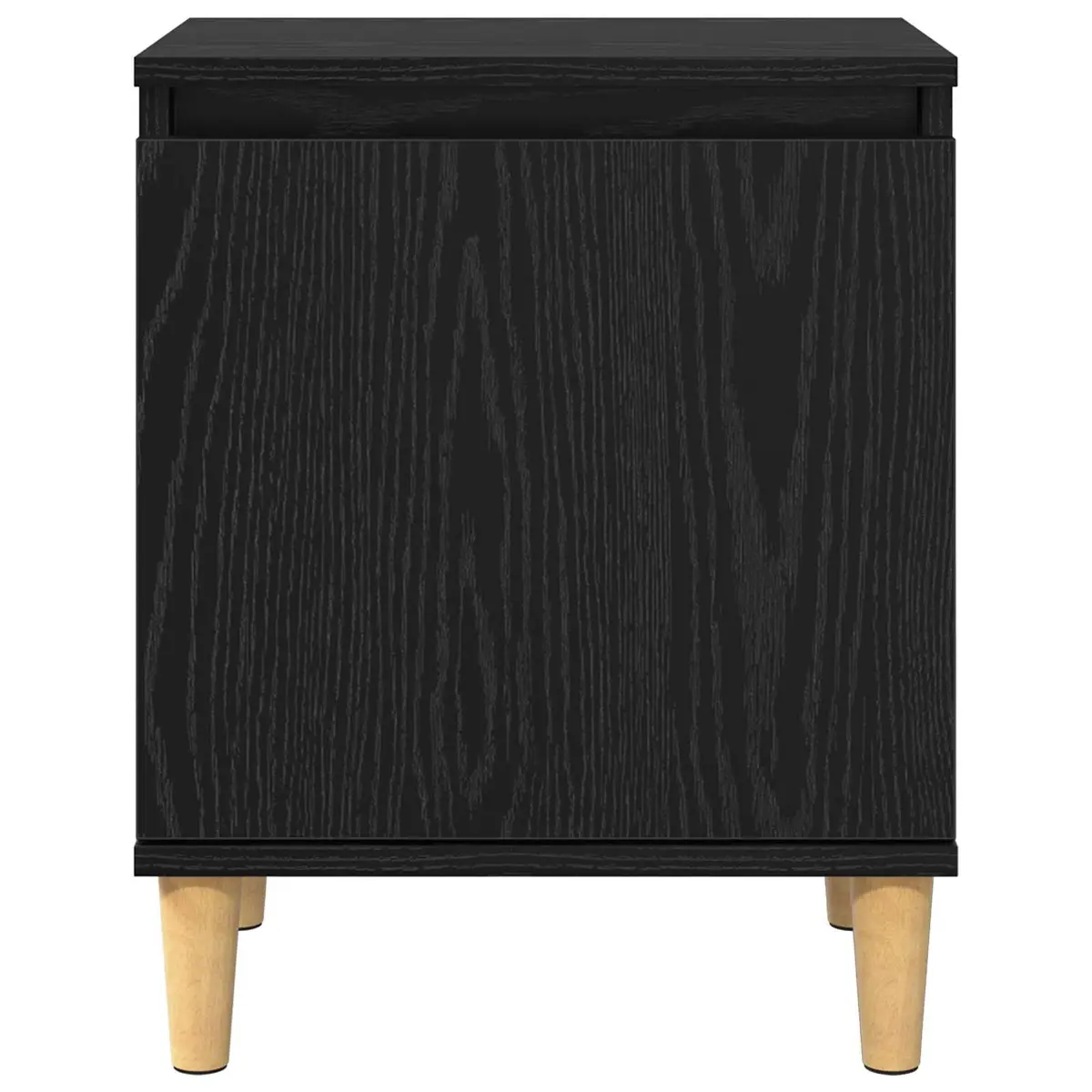 Nightstand Engineered Wood Hinged Door Black Oak Size 40 x 30 x 50 cm