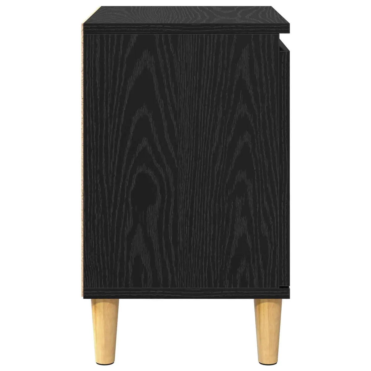 Nightstand Engineered Wood Hinged Door Black Oak Size 40 x 30 x 50 cm