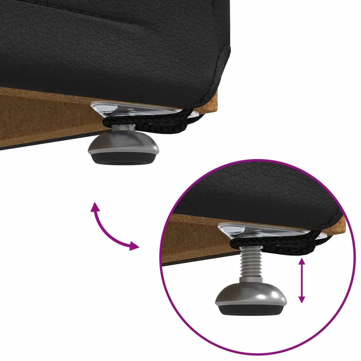 Black Backless Bar Stool Modern Kitchen Dining Seat Faux Leather Cushion