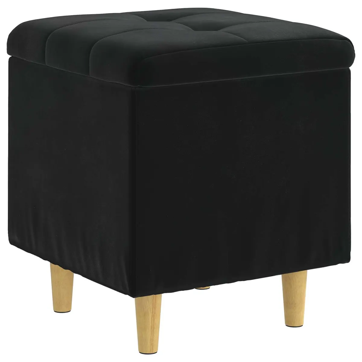 Black Storage Ottoman with Cushion for Home Use