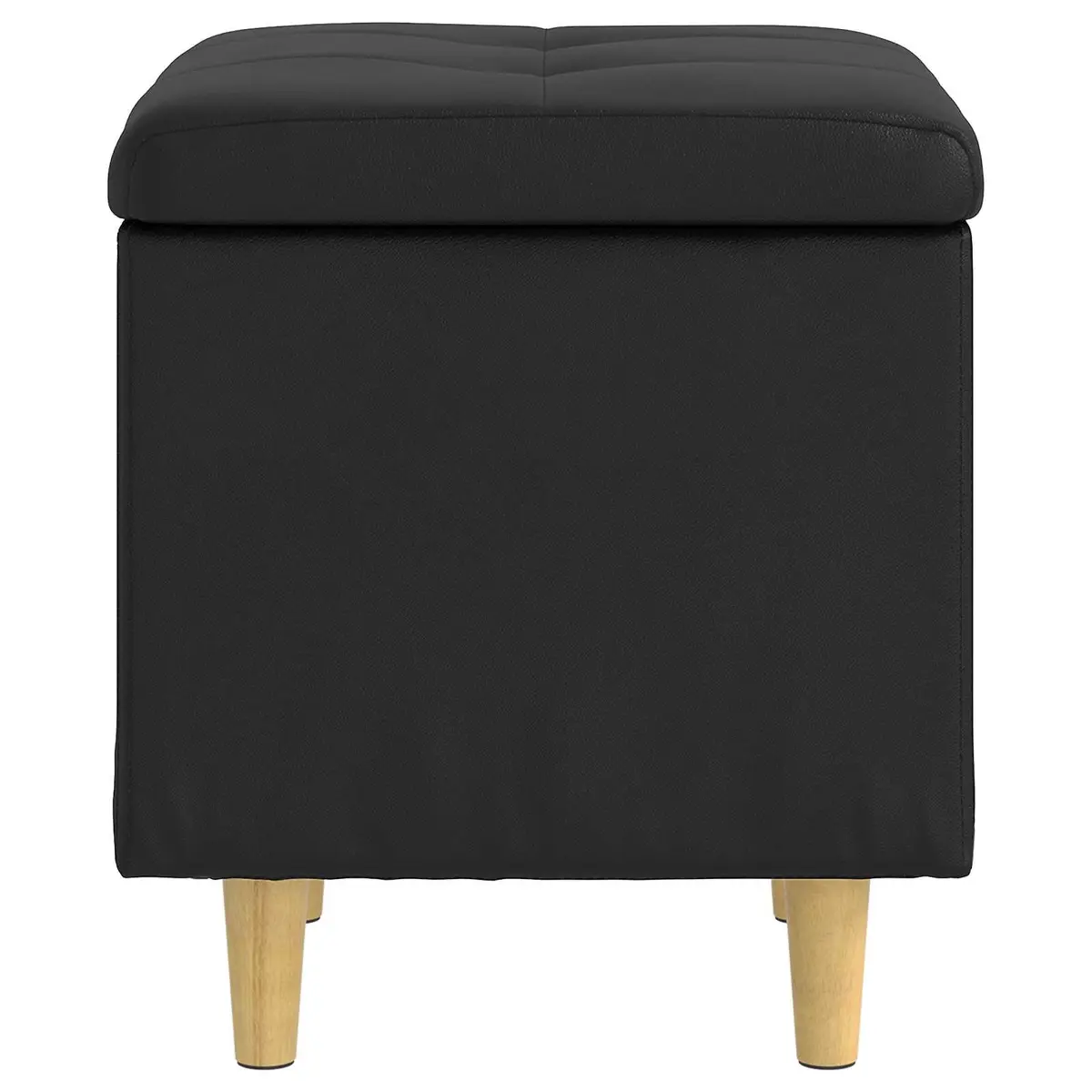 Storage Ottoman Faux Leather Tufted Cushion Black 40 x 40 x 45 cm