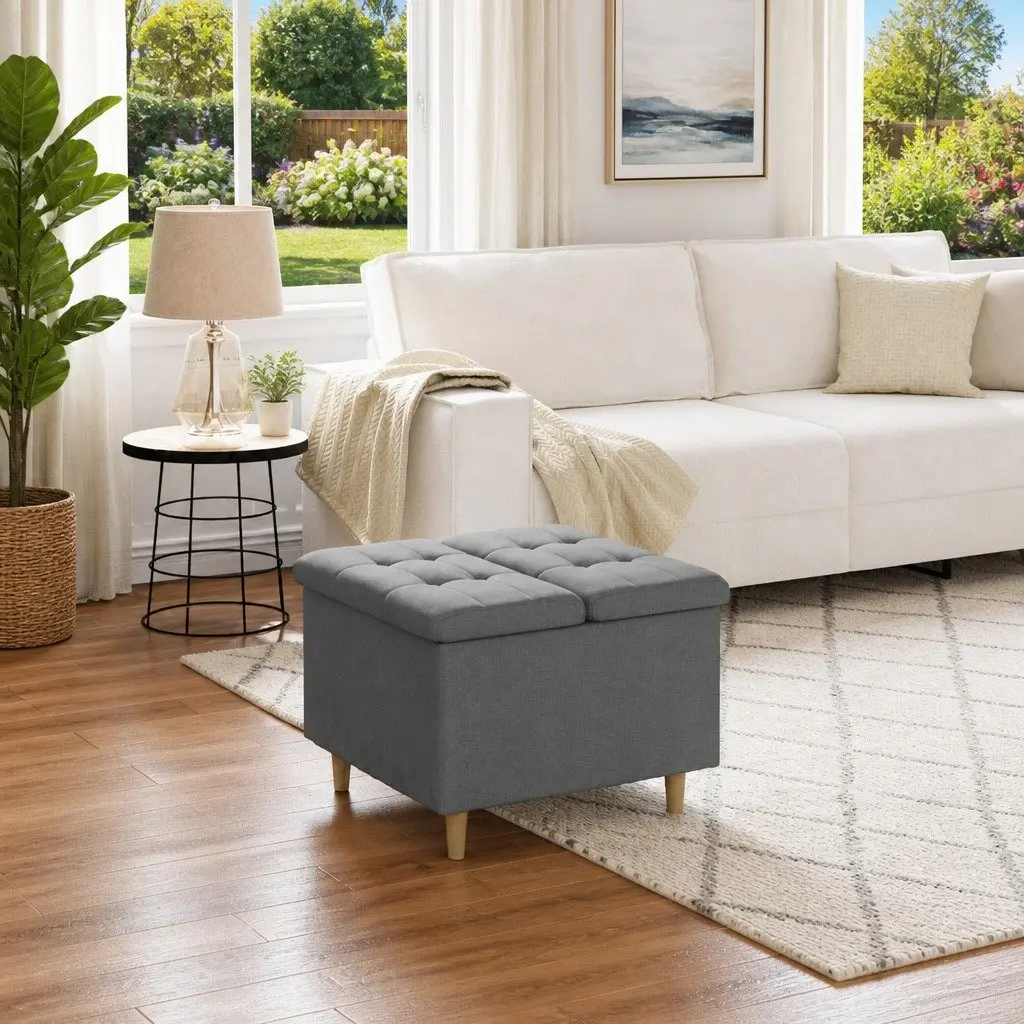 Grey Ottoman for Living Spaces 60x60x45cm