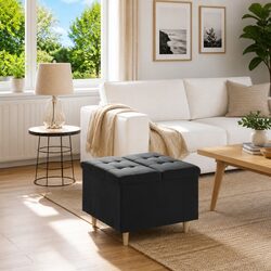 Versatile Black Velvet Ottoman for Every Room