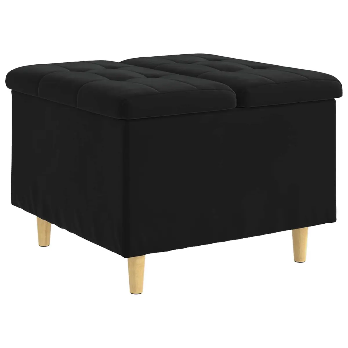 Storage Ottoman Velvet Tufted 60 x 60 x 45 cm Black