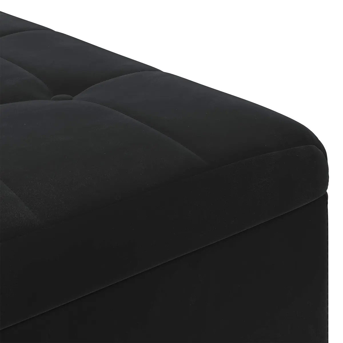 Storage Ottoman Velvet Tufted 60 x 60 x 45 cm Black