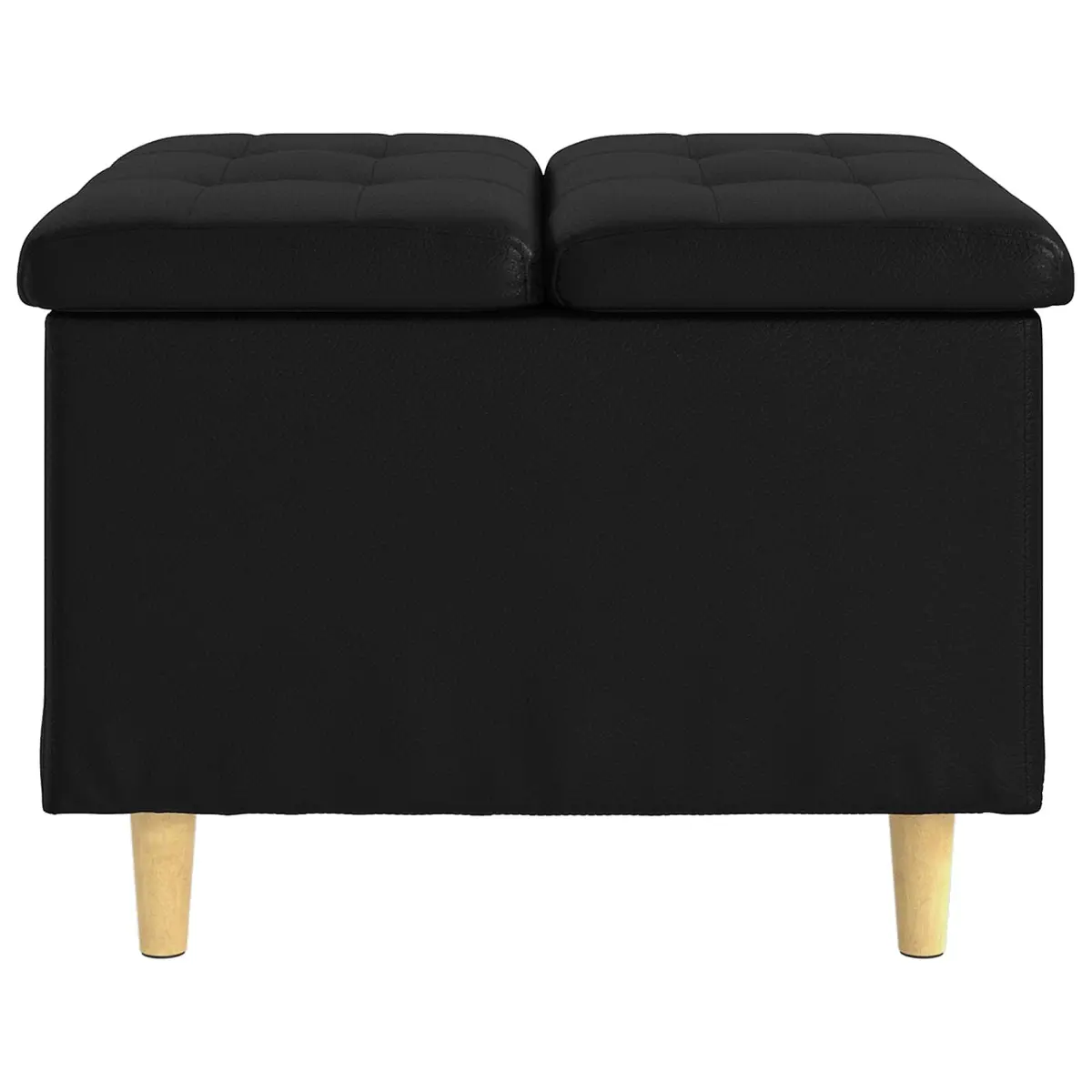 Storage Ottoman with Cushion Black Tufted Design Hidden Compartment Footrest