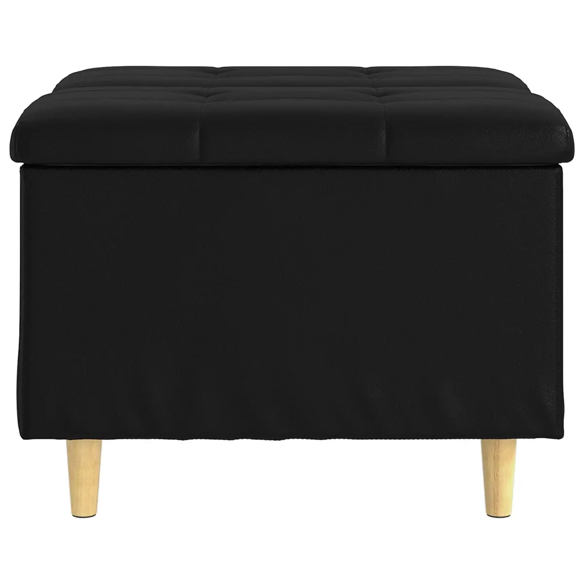 Storage Ottoman with Cushion Black Tufted Design Hidden Compartment Footrest