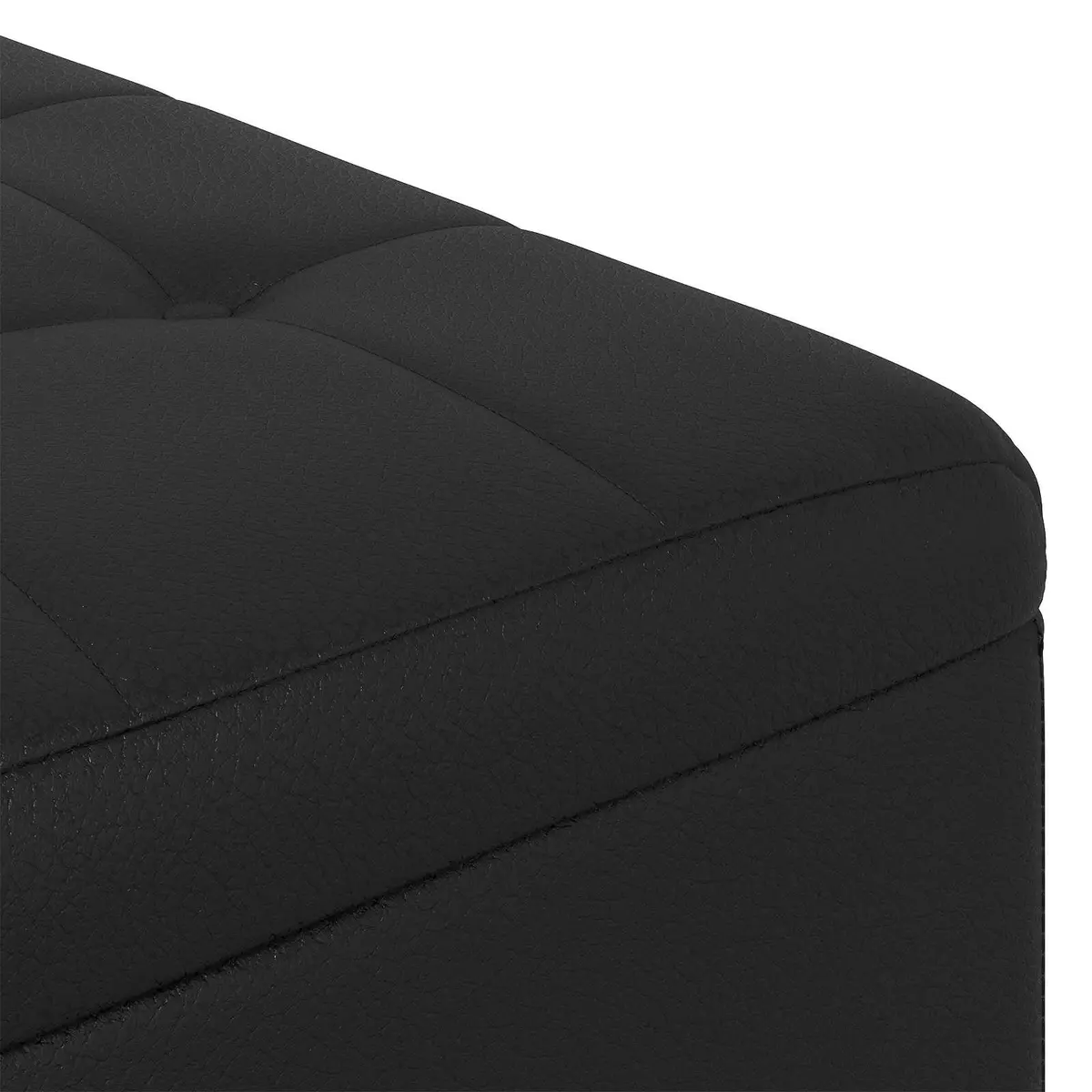 Storage Ottoman with Cushion Black Tufted Design Hidden Compartment Footrest