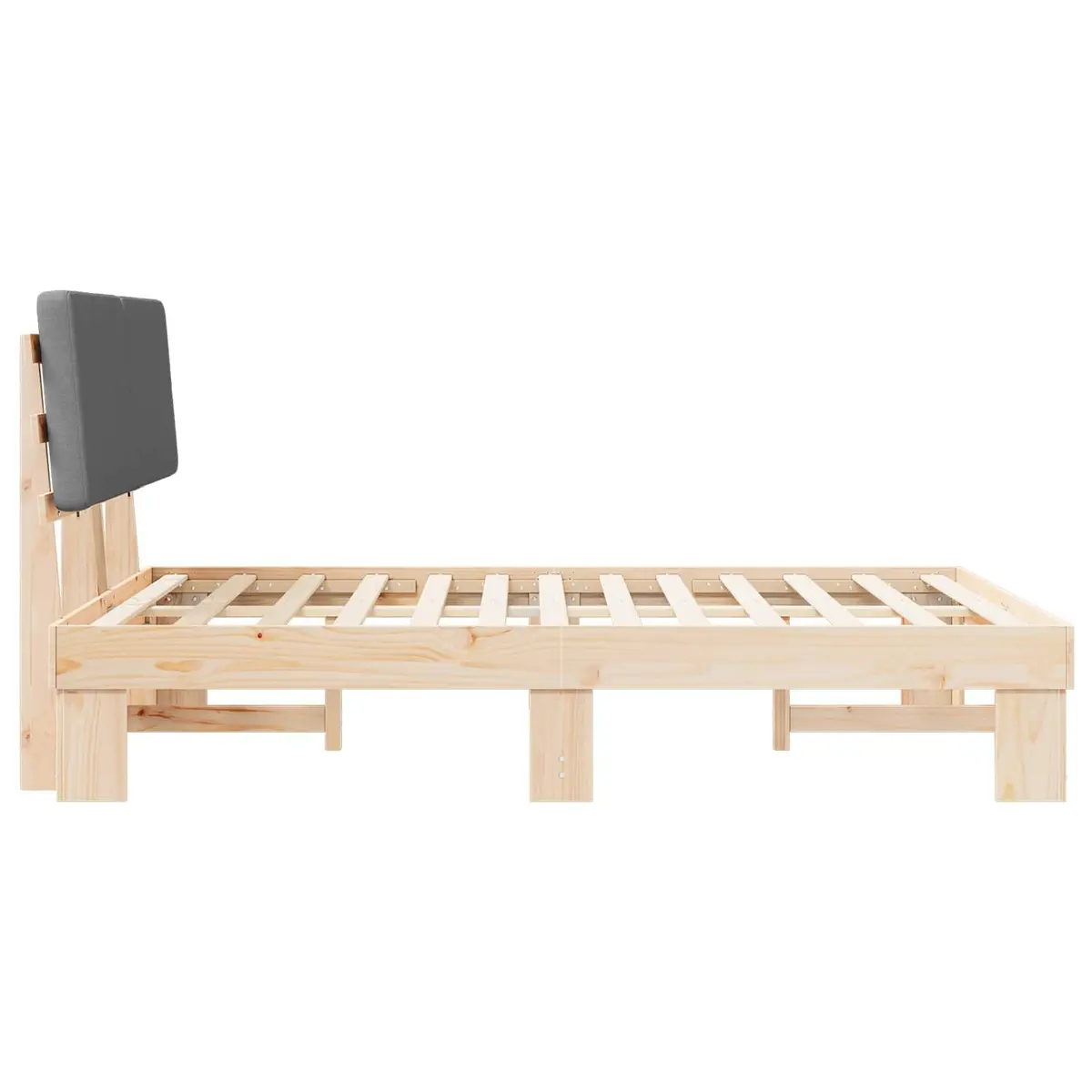 Bed Frame with Upholstered Headboard Grey 150 x 200 cm Modern Bedroom Furniture