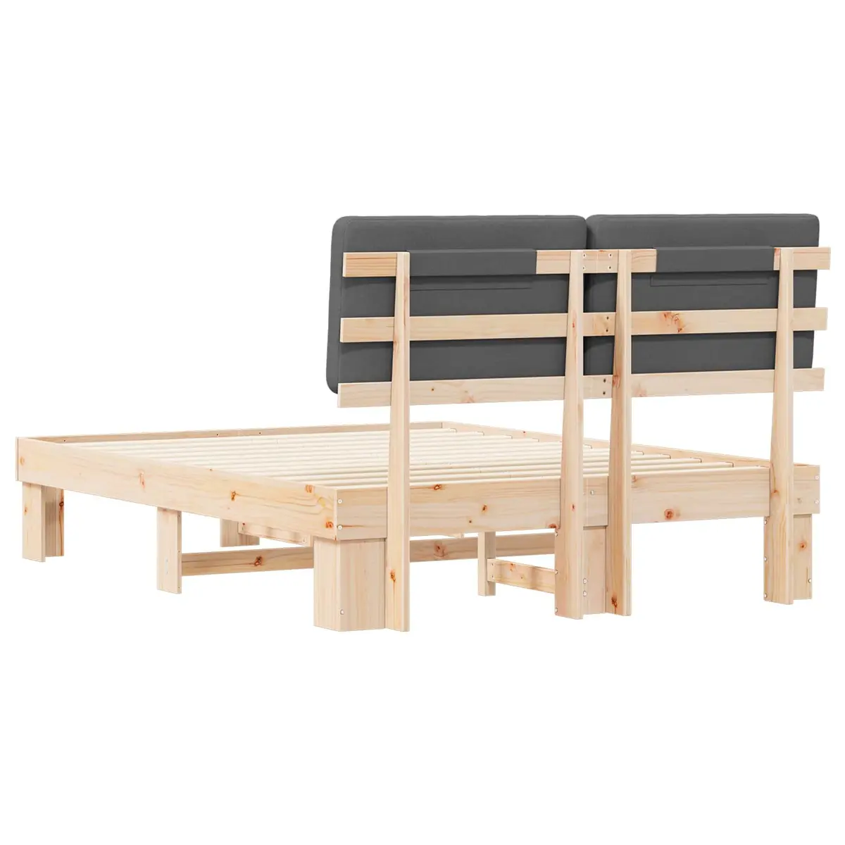 Bed Frame with Upholstered Headboard Grey 150 x 200 cm Modern Bedroom Furniture