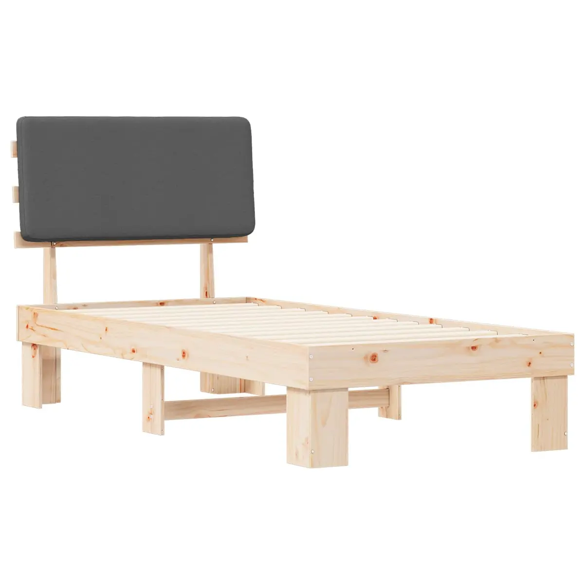 Grey Upholstered Bed Frame with Headboard 90 x 190 cm Modern Bedroom Furniture
