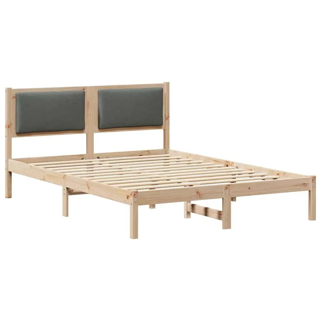 Bed Frame with Headboard Grey 150 x 200 cm Solid Pine Wood Modern Bedroom
