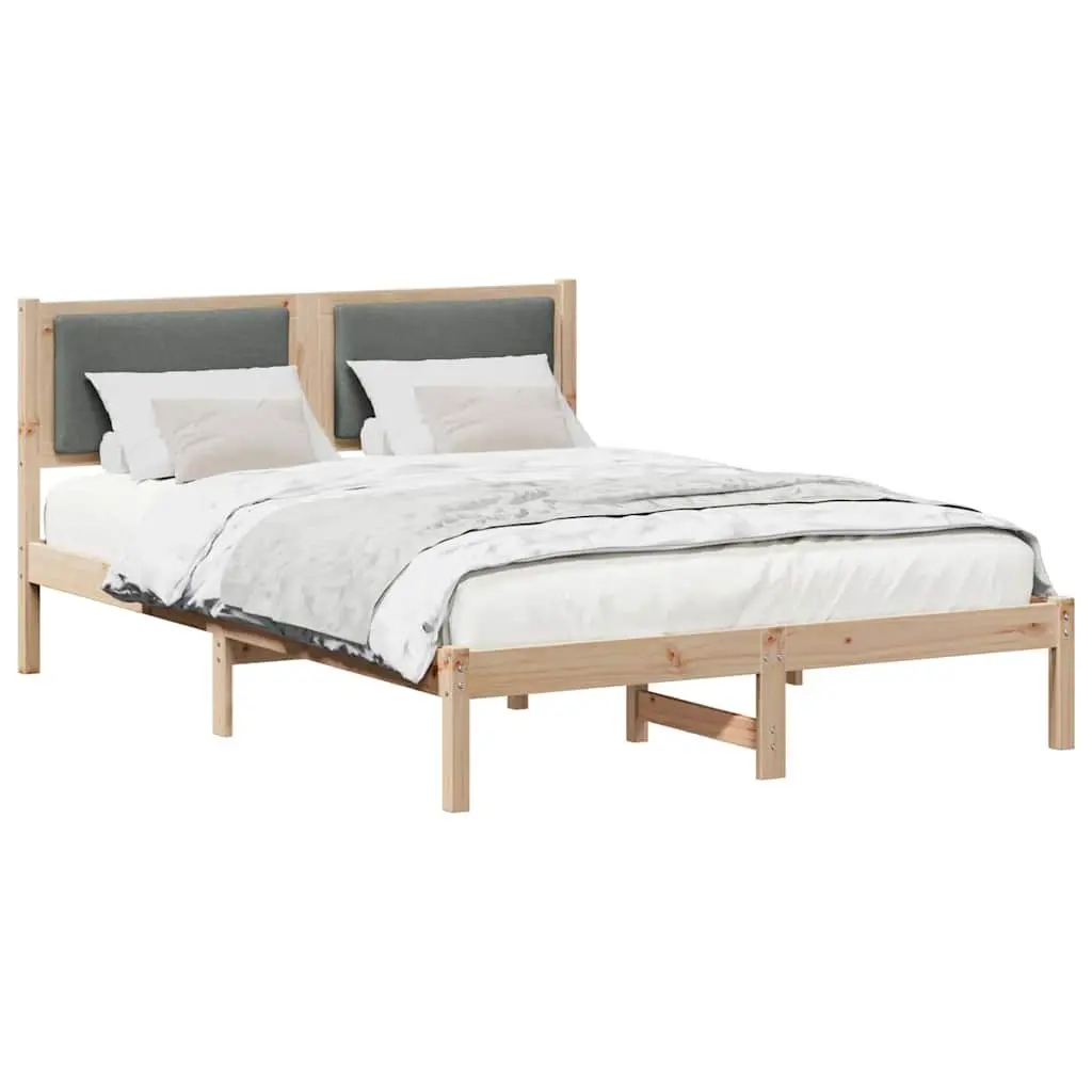 Bed Frame with Headboard Grey 150 x 200 cm Solid Pine Wood Modern Bedroom