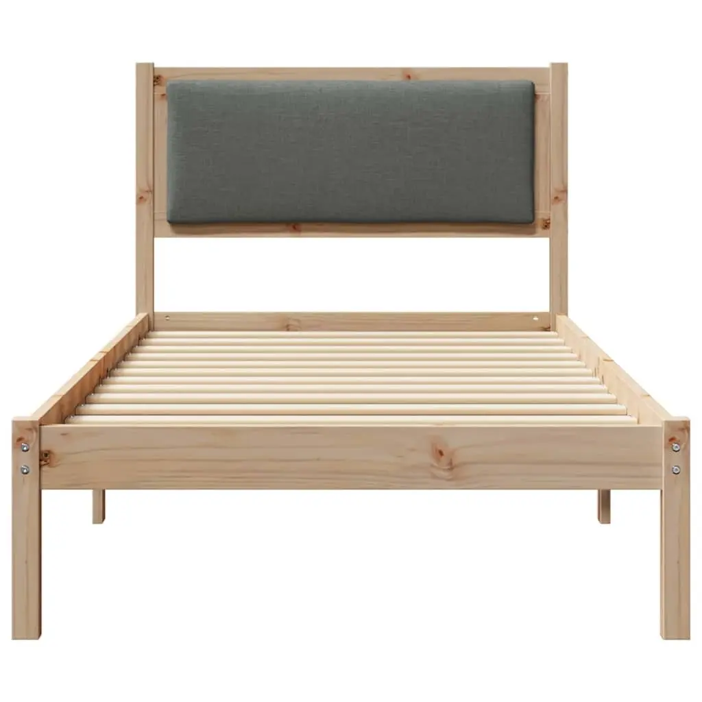 Bed Frame with Headboard Grey 90 x 190 cm Solid Pine Wood Modern Bedroom