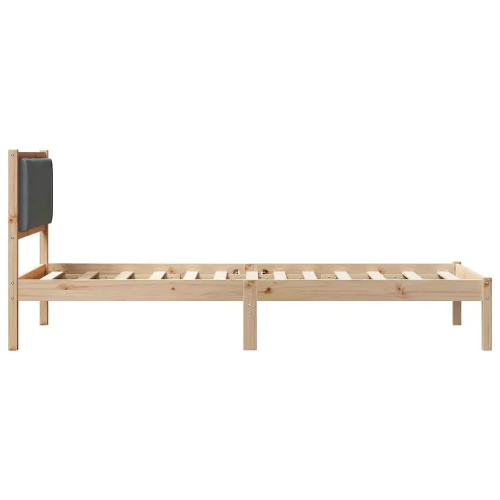 Bed Frame with Headboard Grey 90 x 190 cm Solid Pine Wood Modern Bedroom