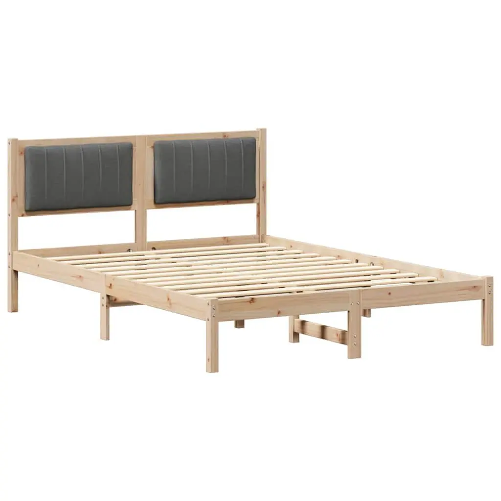 Upholstered Bed Frame with Solid Pine Wood Construction Brown 135x190cm
