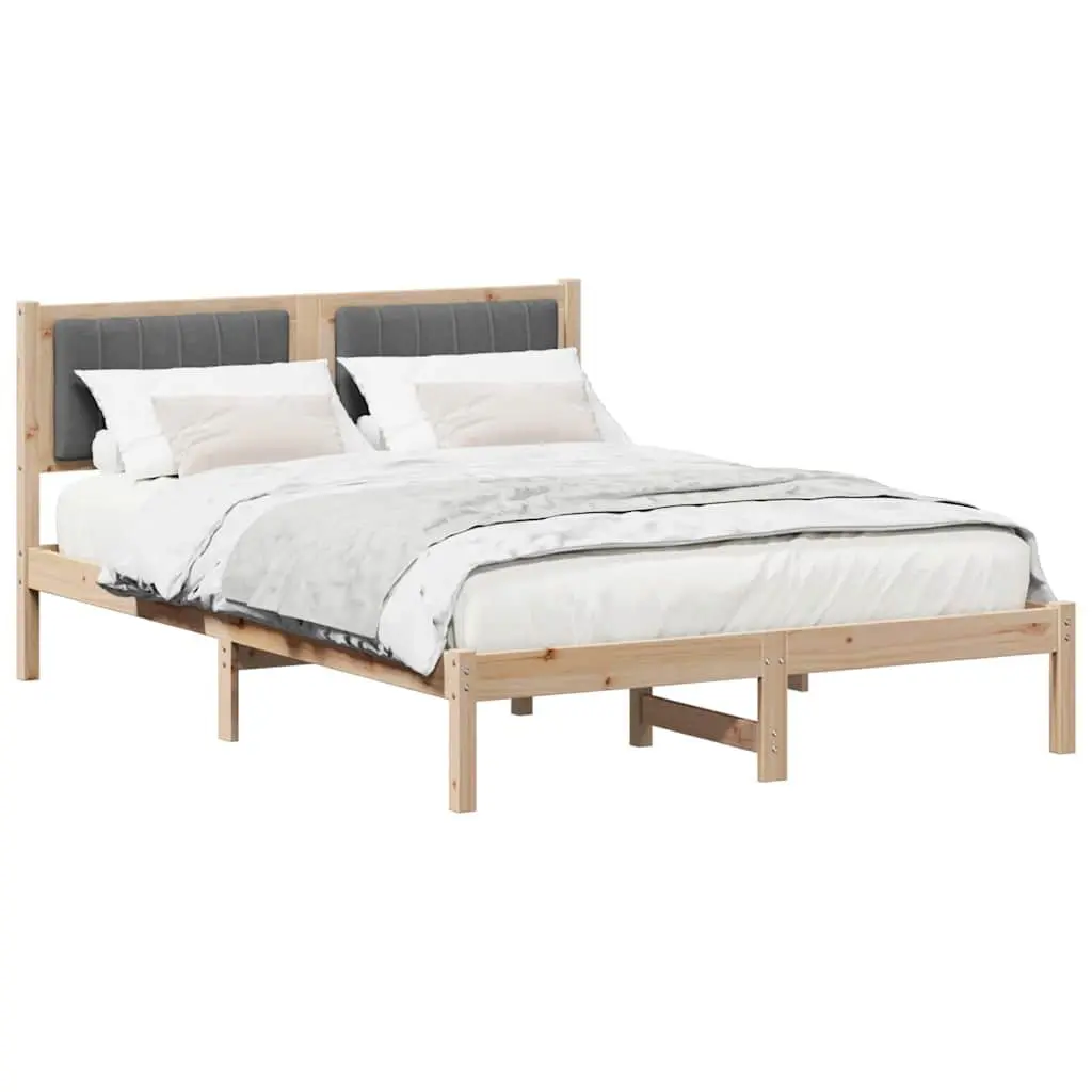 Upholstered Bed Frame with Solid Pine Wood Construction Brown 135x190cm