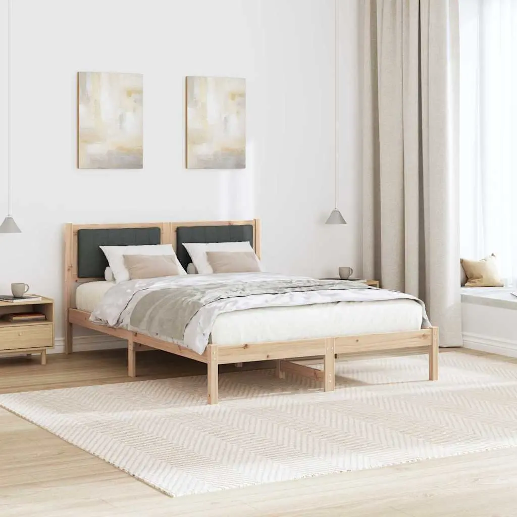 Upholstered Bed Frame with Solid Pine Wood Construction Brown 135x190cm