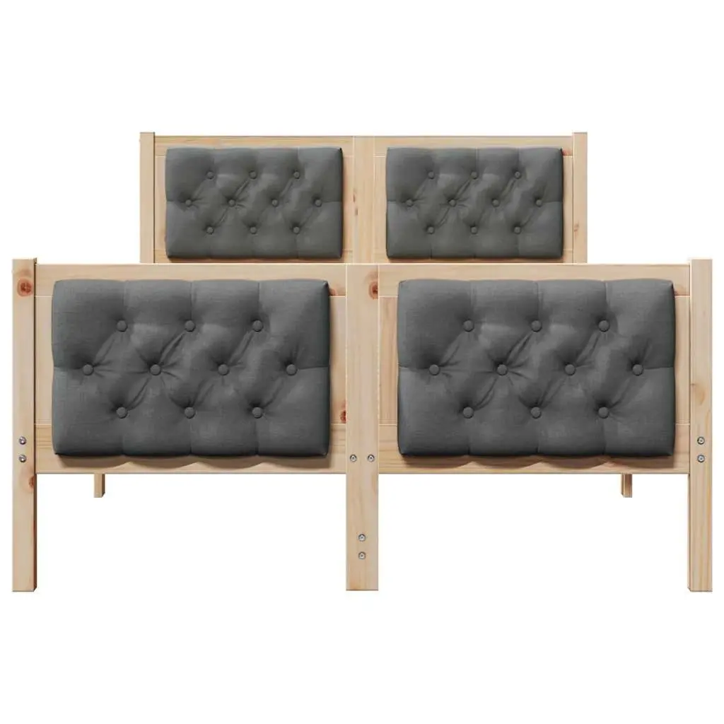 Bed Frame Solid Pine Wood 135 x 190 cm Grey with Headboard