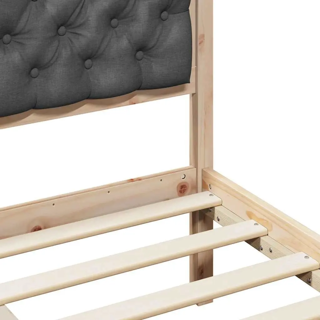 Bed Frame Solid Pine Wood 135 x 190 cm Grey with Headboard