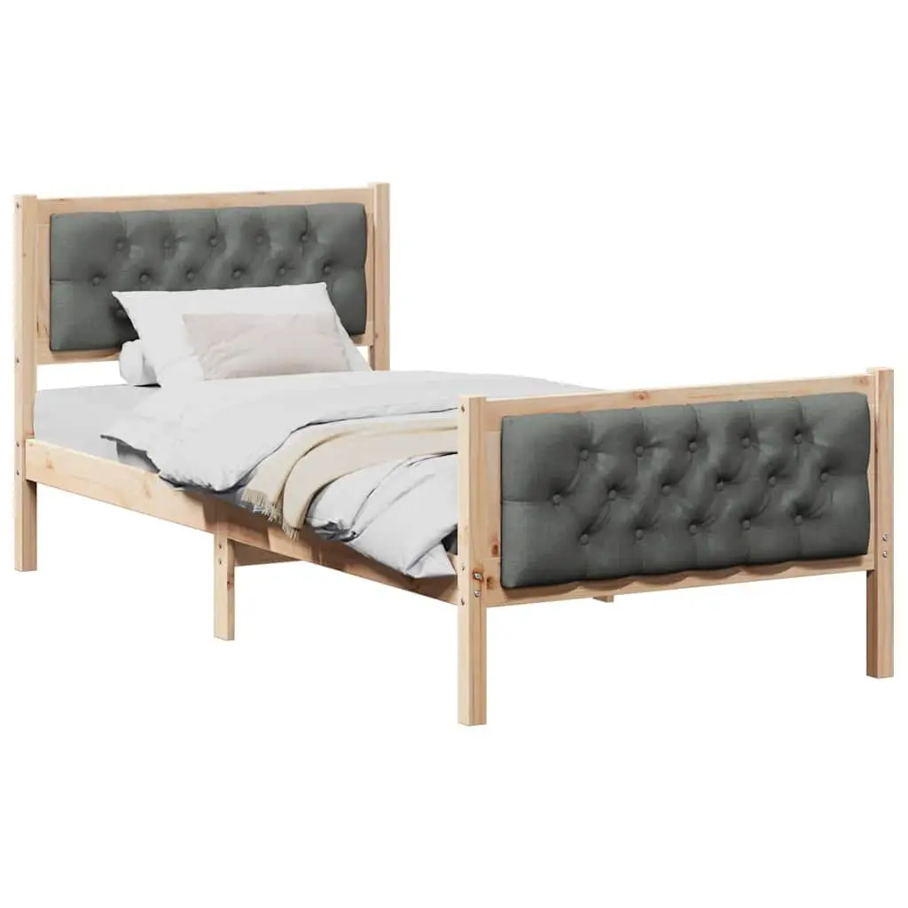 Bed Frame with Headboard 90 x 190 cm Solid Pine Wood Slatted Base Modern Design