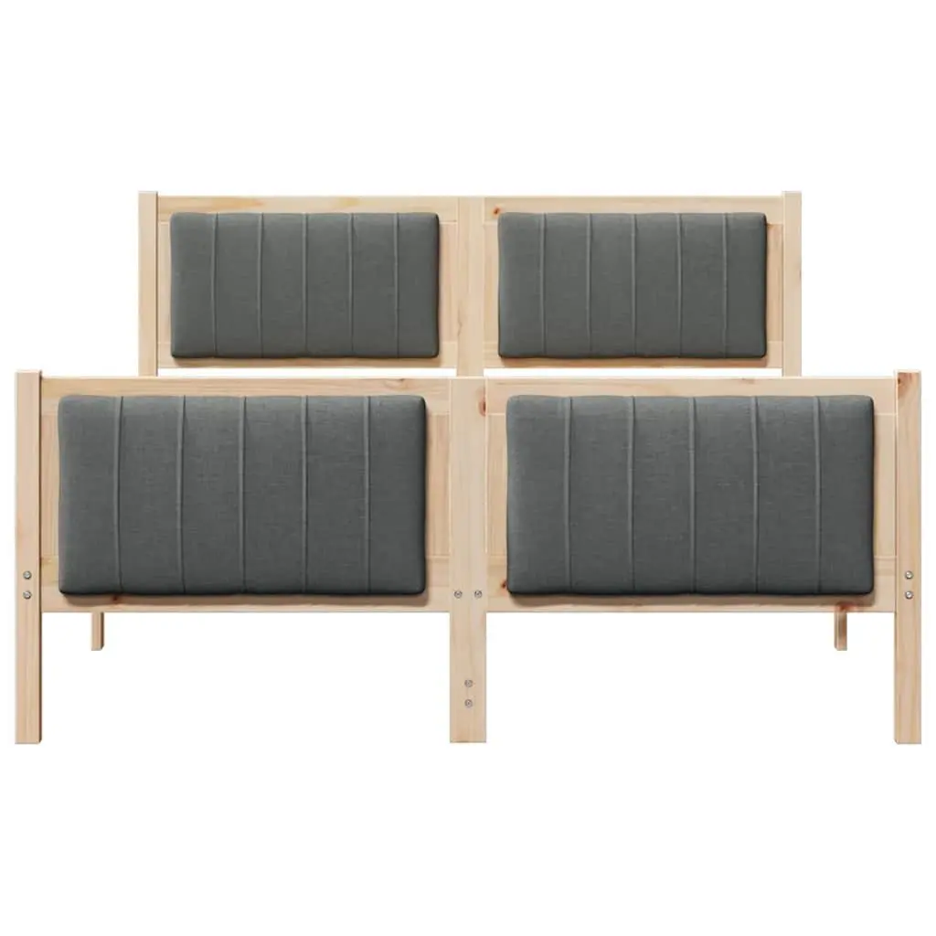 Bed Frame Solid Pine Wood 135 x 190 cm Brown Dark Grey Platform