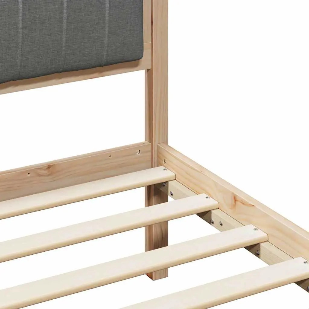 Bed Frame Solid Pine Wood 135 x 190 cm Brown Dark Grey Platform
