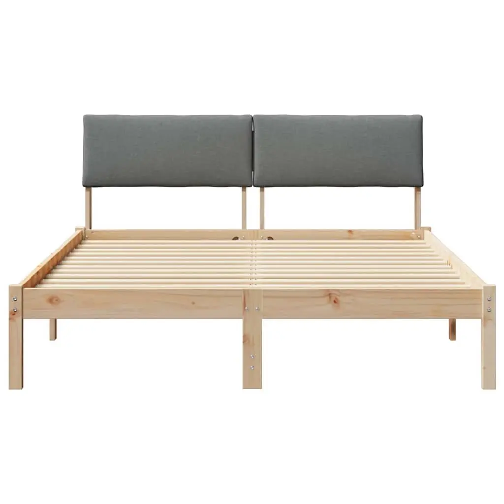 Platform Bed Frame Solid Pinewood 150 x 200 cm Brown with Wall-Mounted Headboard
